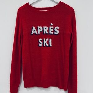 H & M Apres Ski Red White Blue Wool Blend Crewneck Cozy Sweater Womens XS NWT